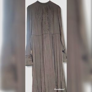 Free People Embroidered Black Mandarin collared dress